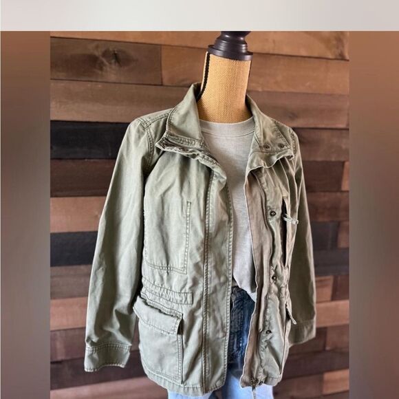Olive Green Madewell Utility Jacket Zip-Up Multi Pockets - Picture 5 of 7